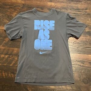 Nike Kids Charcoal Tee with Sky Blue Graphic